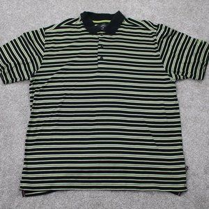 Callaway Sport Polo Shirt Adult Large Black/Green Striped Cotton S/S Pullover
